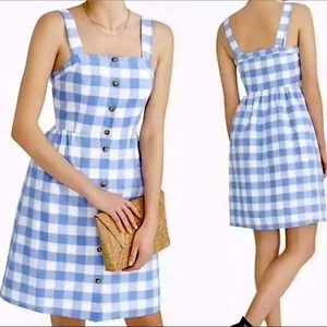JCrew White Blue Gingham Dress Size 4 vintage style  front buttons